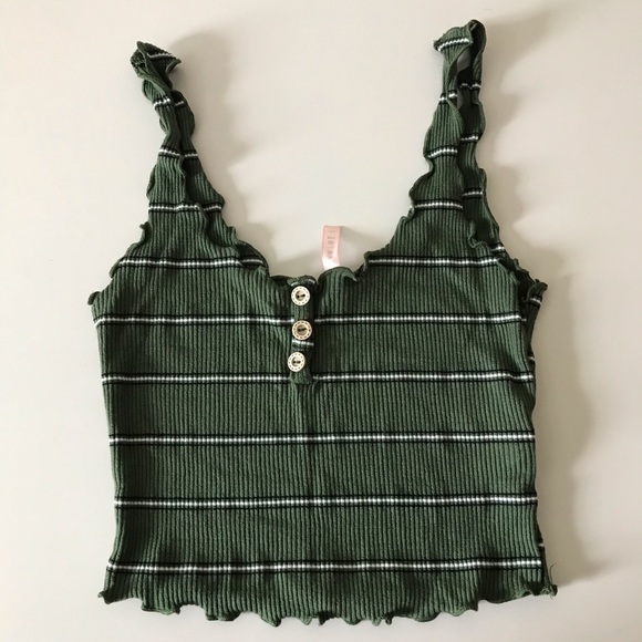 Tops - Lettuce Trim Green Striped Tank